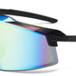 6846 - One Piece Semi Rimless Sport Shield Plastic Sunglasses with Color Mirror Lens