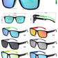 6847 - Men Sport Key Hole Bridge Plastic Sunglasses with Color Mirror Lens