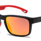 6847 - Men Sport Key Hole Bridge Plastic Sunglasses with Color Mirror Lens