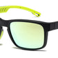 6847 - Men Sport Key Hole Bridge Plastic Sunglasses with Color Mirror Lens