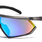 6848 - One Piece Lens Plastic Shield Sunglasses with Color Mirrored Lens