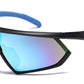 6848 - One Piece Lens Plastic Shield Sunglasses with Color Mirrored Lens