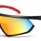 6848 - One Piece Lens Plastic Shield Sunglasses with Color Mirrored Lens