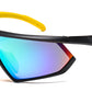 6848 - One Piece Lens Plastic Shield Sunglasses with Color Mirrored Lens