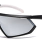 6848 - One Piece Lens Plastic Shield Sunglasses with Color Mirrored Lens