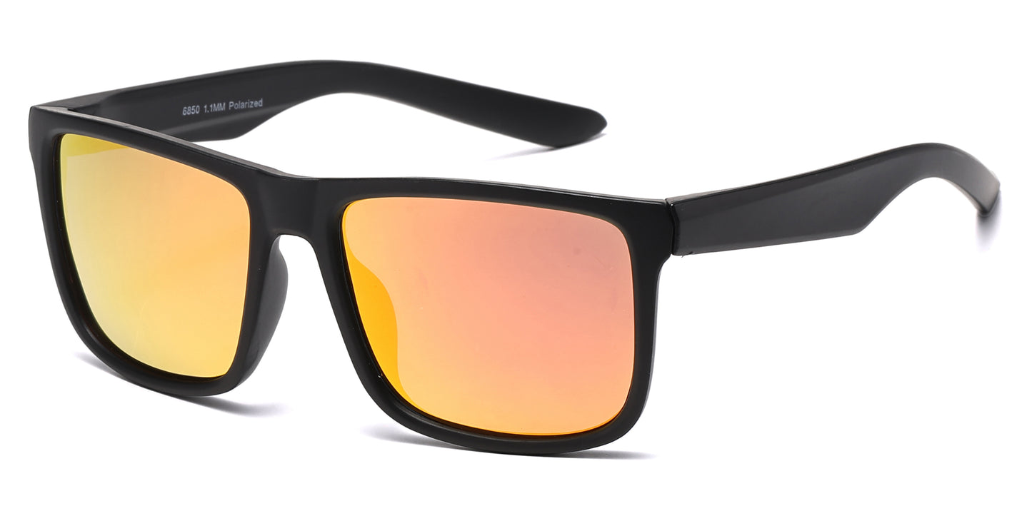 6850 - Classic Sport with Color Mirror Lens Plastic Sunglasses