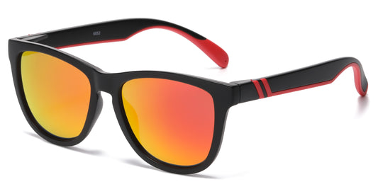 6852 - Classic Sport with Color Mirror Lens Plastic Sunglasses