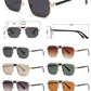 7024 - Thick Metal Square Brow Bar Aviator Sunglasses