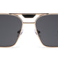 7024 - Thick Metal Square Brow Bar Aviator Sunglasses