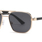 7024 - Thick Metal Square Brow Bar Aviator Sunglasses