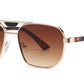 7024 - Thick Metal Square Brow Bar Aviator Sunglasses