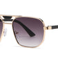 7024 - Thick Metal Square Brow Bar Aviator Sunglasses