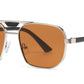 7024 - Thick Metal Square Brow Bar Aviator Sunglasses