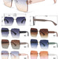 7026 - Square Rimless Women Plastic Sunglasses