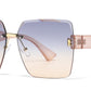 7026 - Square Rimless Women Plastic Sunglasses