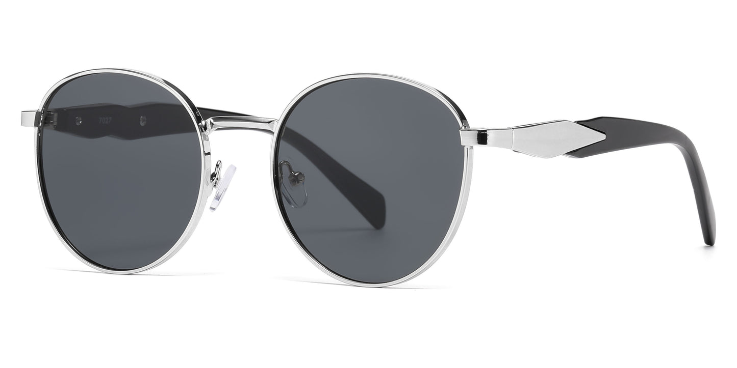 7027 - Round Thick Metal Fashion Sunglasses