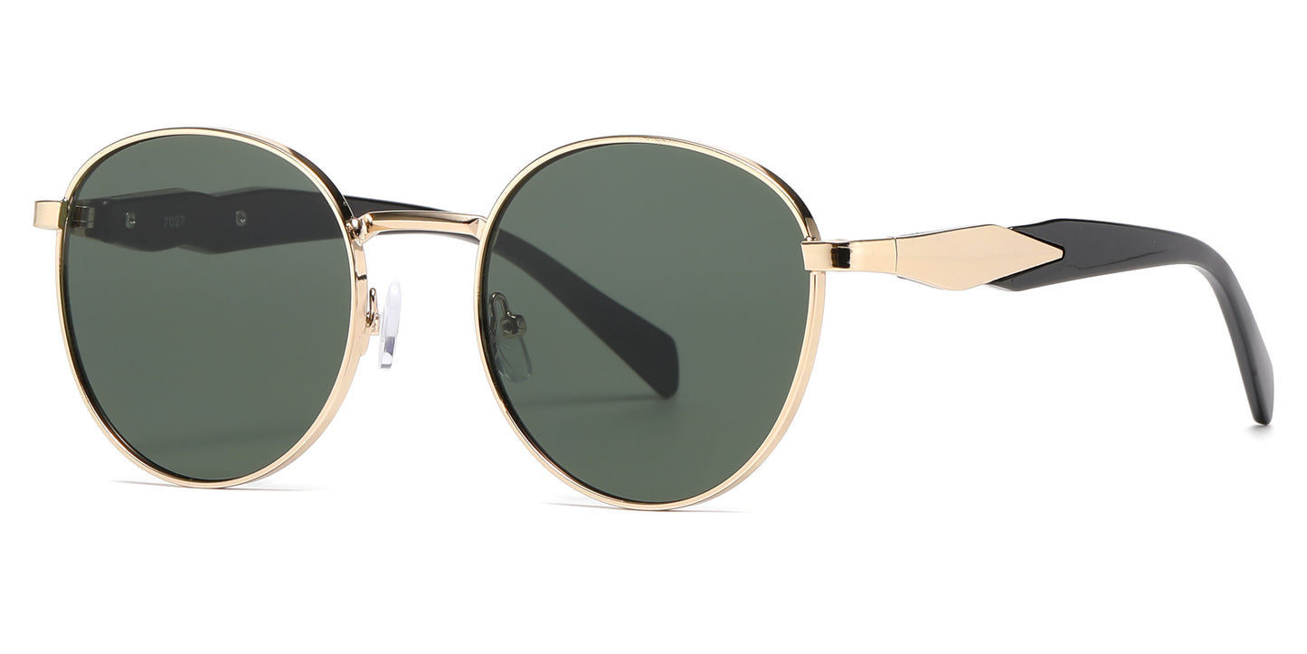 7027 - Round Thick Metal Fashion Sunglasses