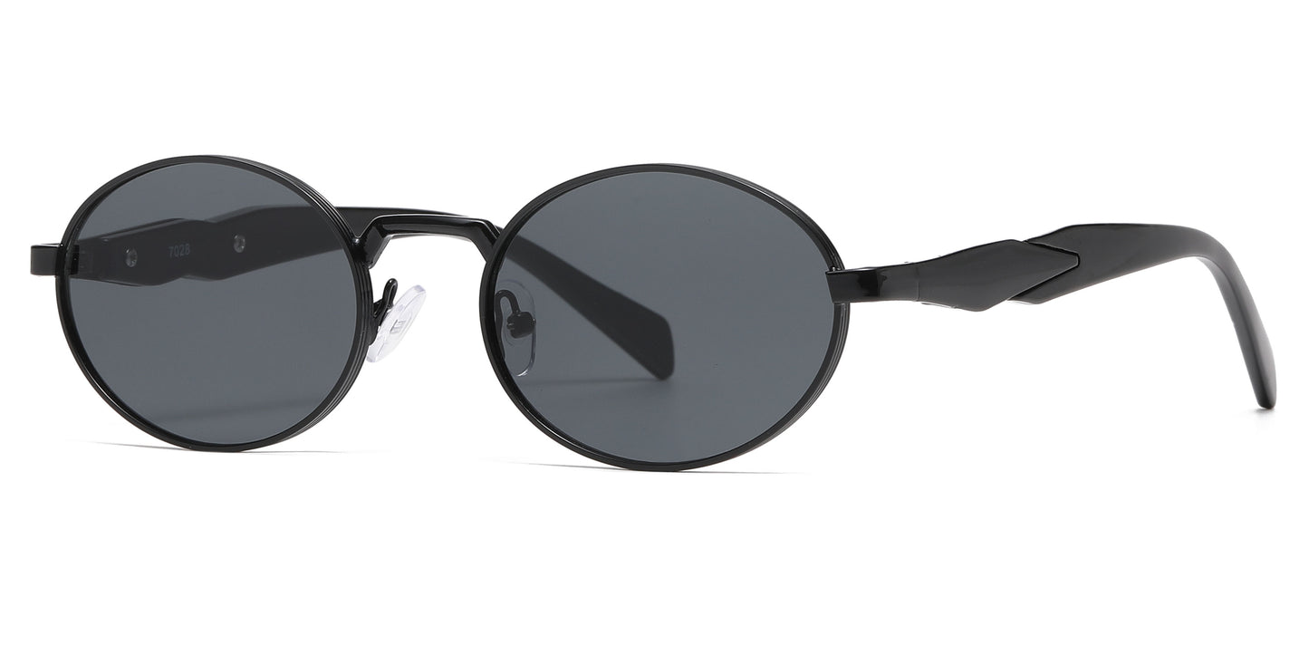 8185 - Small Round Thick Metal Fashion Sunglasses