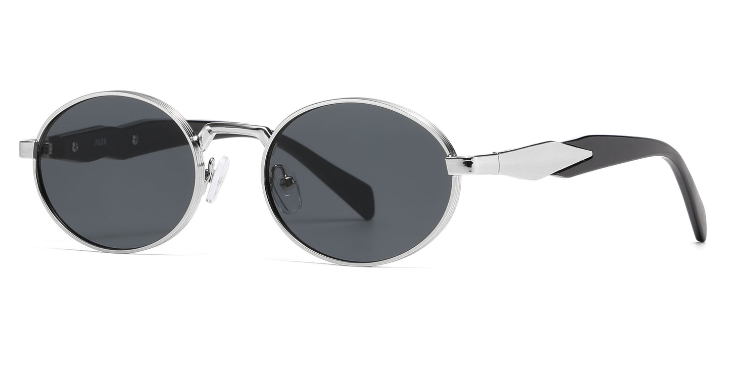 8185 - Small Round Thick Metal Fashion Sunglasses