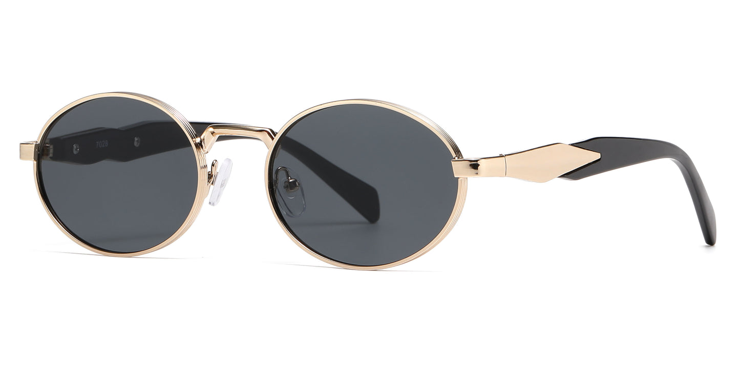 8185 - Small Round Thick Metal Fashion Sunglasses