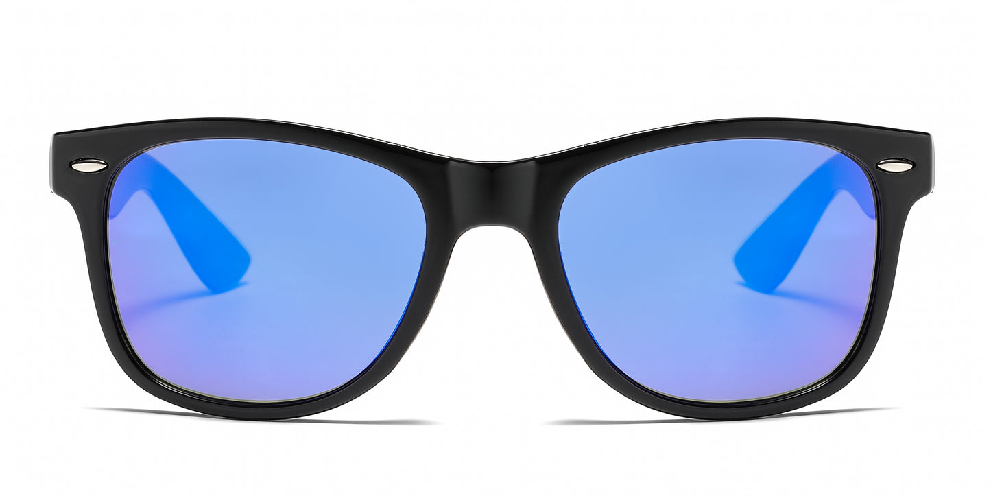 7112 ST RVC - Spring Hinge Plastic Sunglasses with Color Mirror Lens