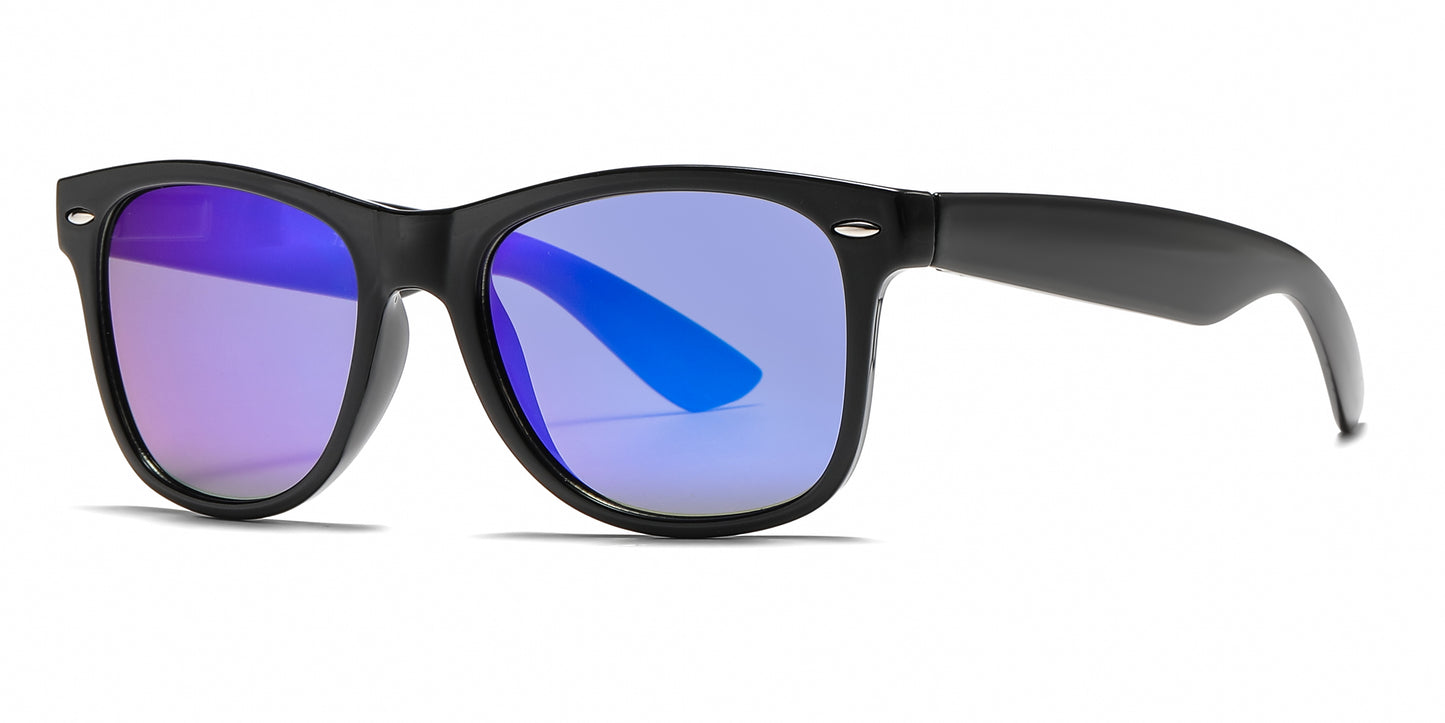 7112 ST RVC - Spring Hinge Plastic Sunglasses with Color Mirror Lens