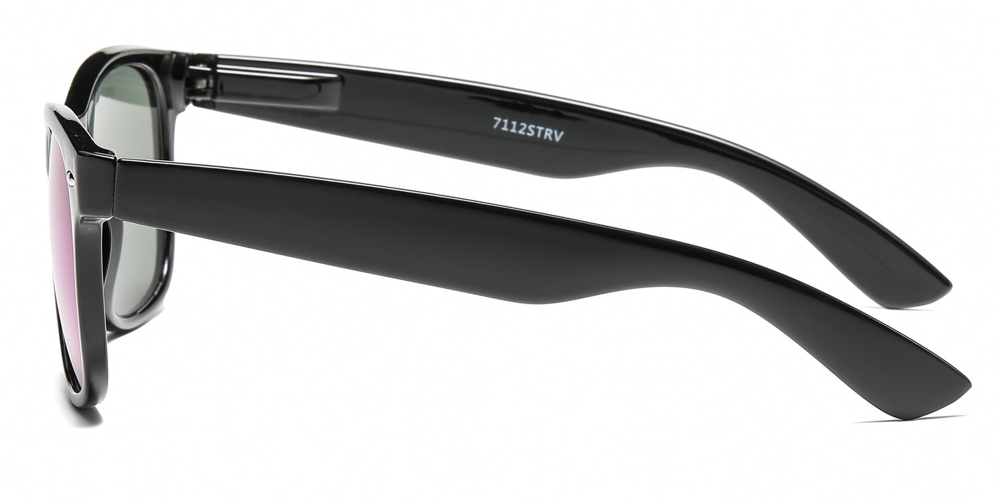 7112 ST RVC - Spring Hinge Plastic Sunglasses with Color Mirror Lens