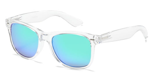 7112 ST RVC - Spring Hinge Plastic Sunglasses with Color Mirror Lens