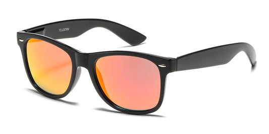 7112 ST RVC - Spring Hinge Plastic Sunglasses with Color Mirror Lens
