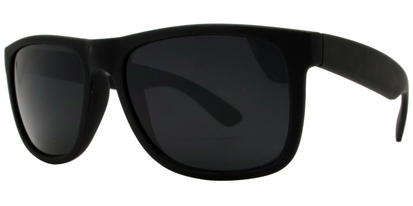 7619 Black Matte SD - Classic Sport Matt Black Plastic Sunglasses
