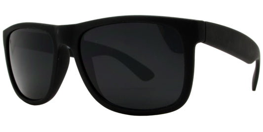 7619 Black - Classic Sport Black Plastic Sunglasses with Super Dark Lens