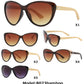 8023 Bamboo - Plastic Cat Eye Bamboo Sunglasses
