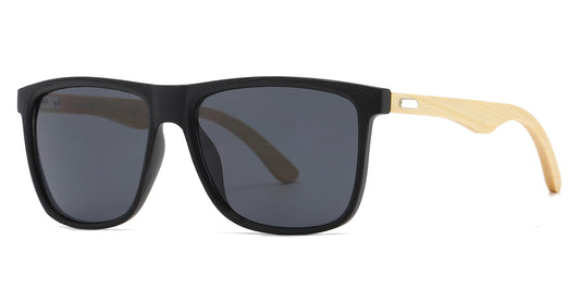 8024 Bamboo - Square Frame Bamboo Sunglasses