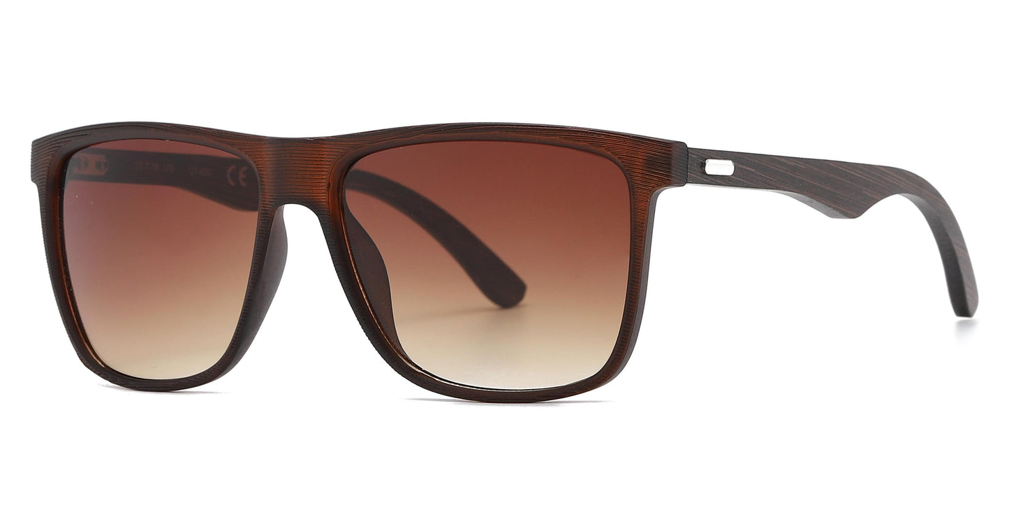 8024 Bamboo - Square Frame Bamboo Sunglasses