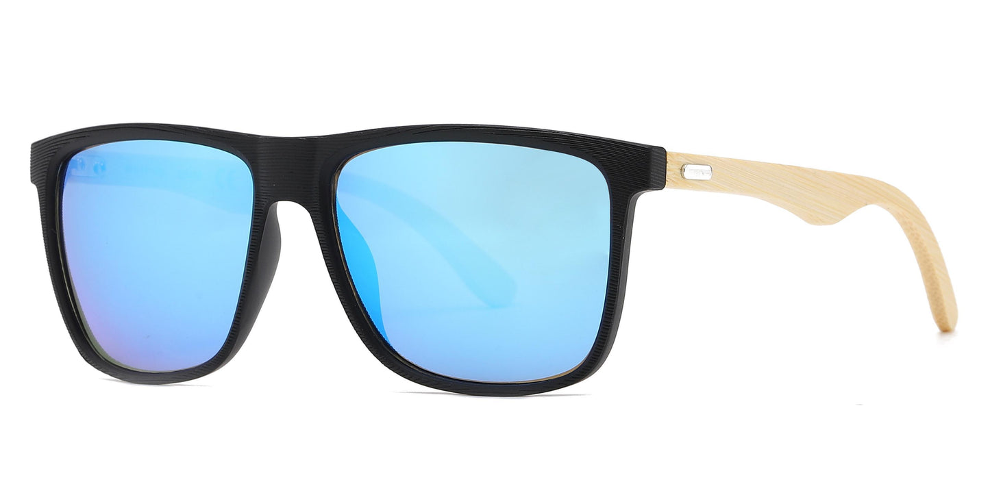 8024 Bamboo - Square Frame Bamboo Sunglasses