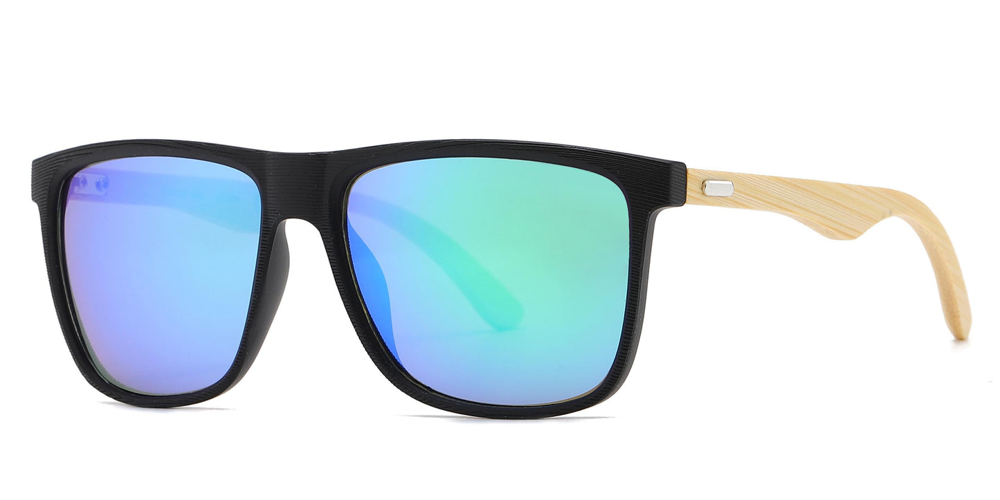 8024 Bamboo - Square Frame Bamboo Sunglasses