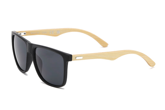 8024 Bamboo - Square Frame Bamboo Sunglasses