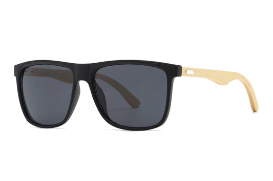 8024 Bamboo - Square Frame Bamboo Sunglasses