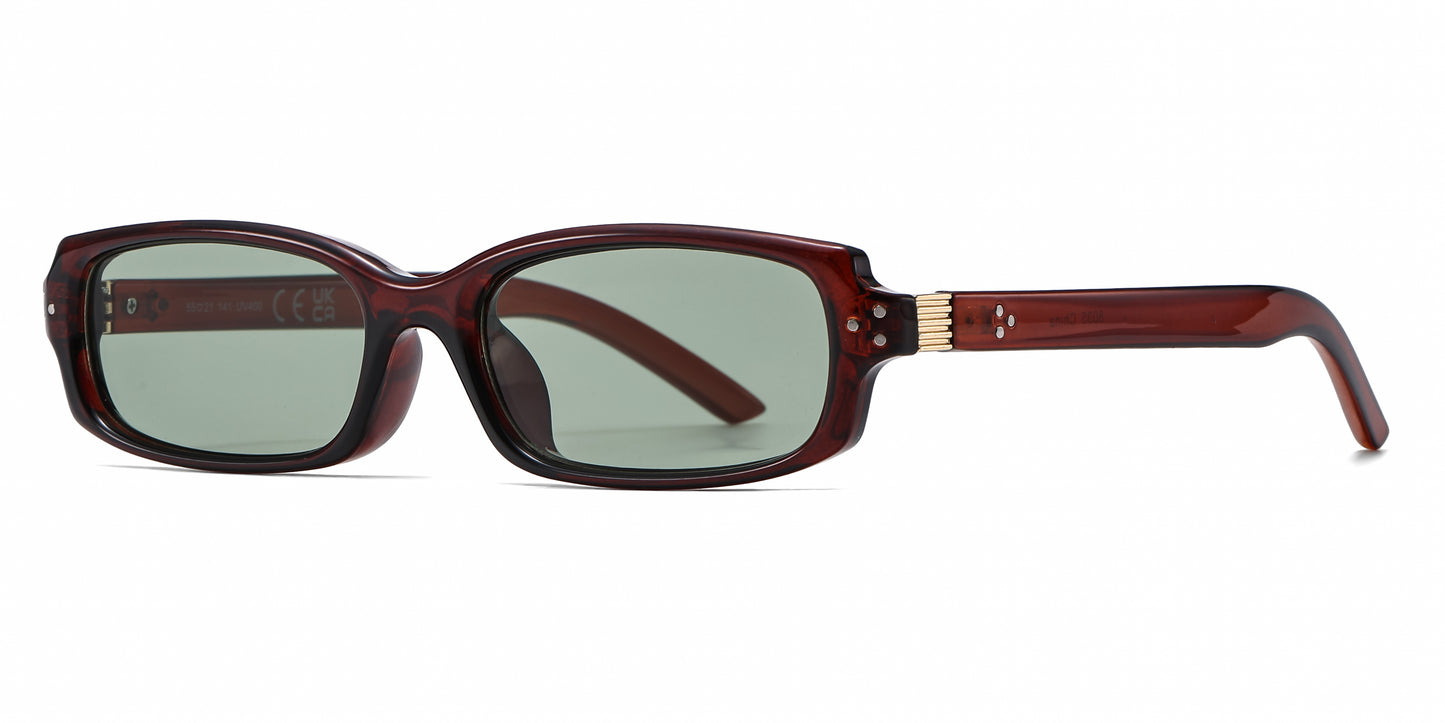 8035 - Classic Small Rectangular Women Plastic Sunglasses