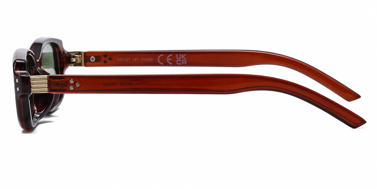 8035 - Classic Small Rectangular Women Plastic Sunglasses