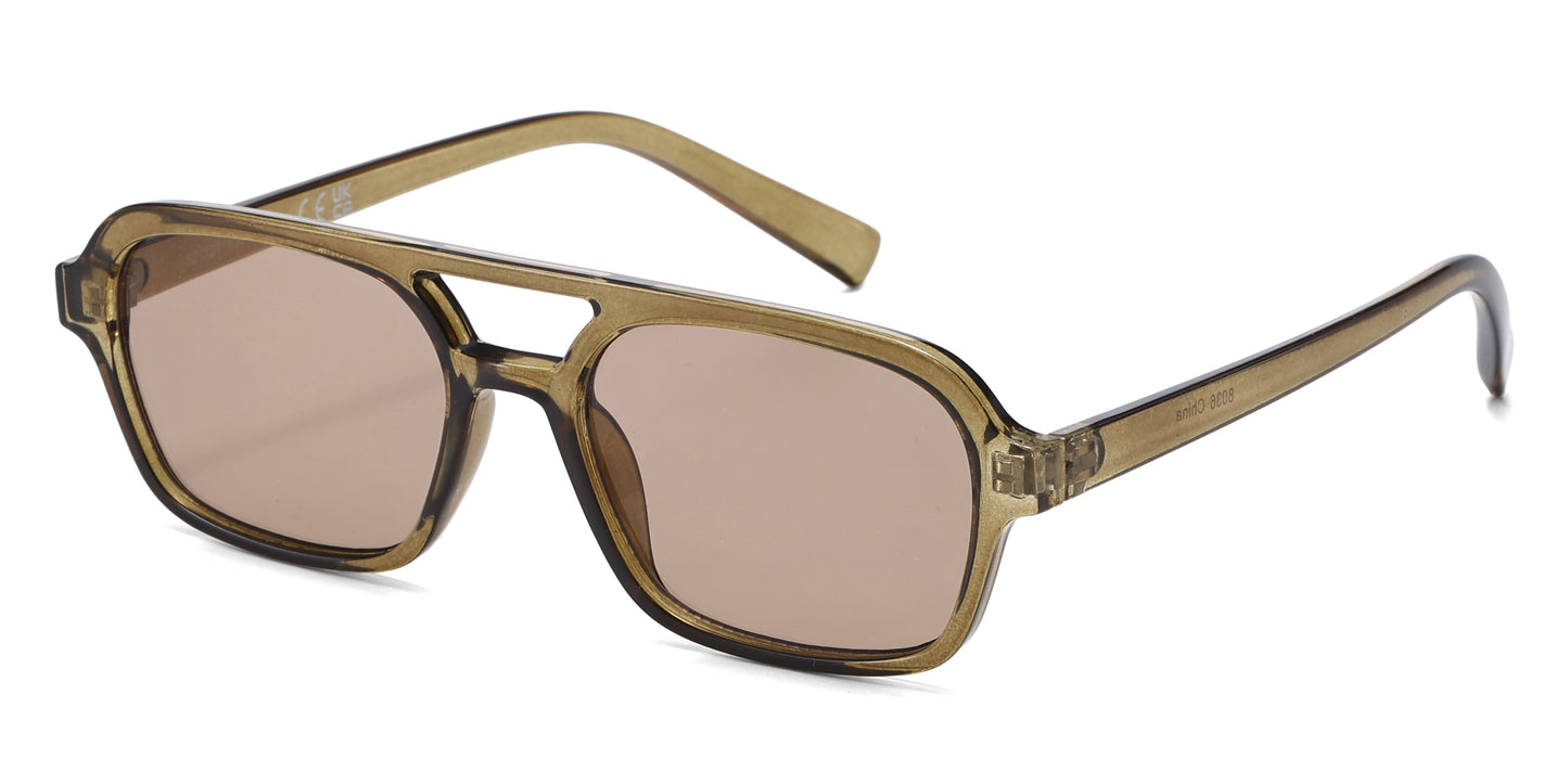 8036 - Square Aviator Plastic Sunglasses