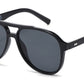 8037 - Aviator with Brow Bar Flat Lens Plastic Sunglasses