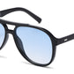 8037 - Aviator with Brow Bar Flat Lens Plastic Sunglasses