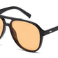 8037 - Aviator with Brow Bar Flat Lens Plastic Sunglasses