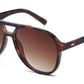 8037 - Aviator with Brow Bar Flat Lens Plastic Sunglasses