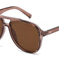 8037 - Aviator with Brow Bar Flat Lens Plastic Sunglasses