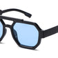 8147 - Plastic Brow Bar Hexagonal Shaped Sunglasses