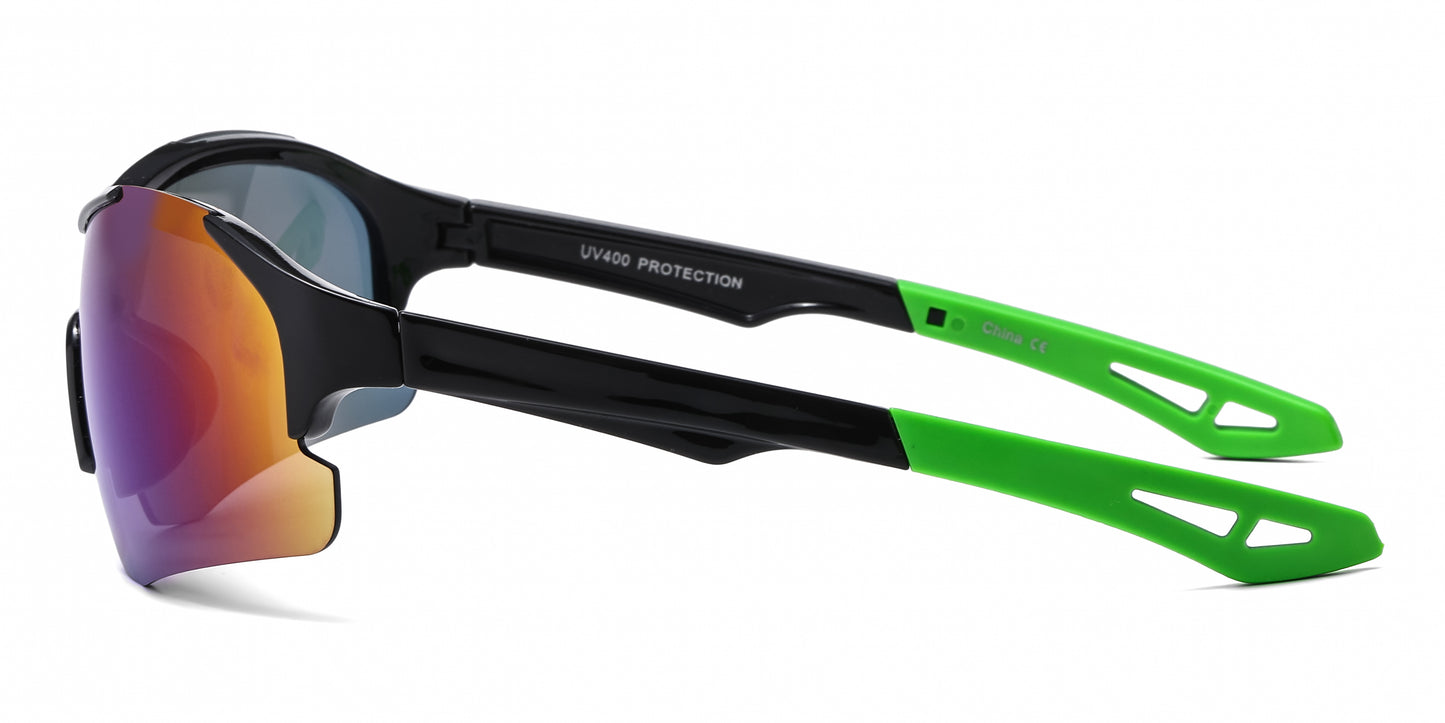 8148 - Semi Rimless Sport Men Plastic Sunglasses with Color Mirror Lens