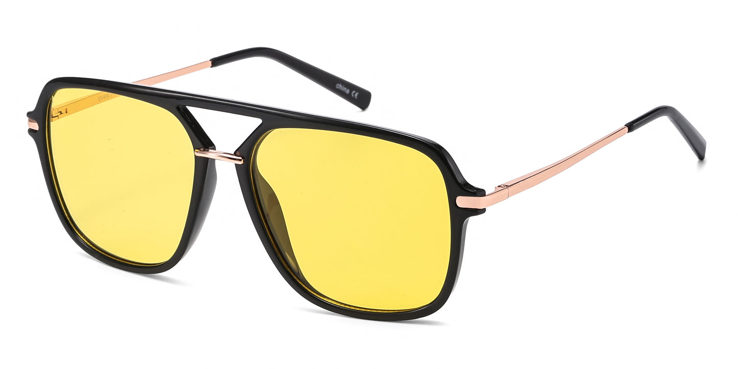 8149 - Modern Square Aviator Plastic Sunglasses