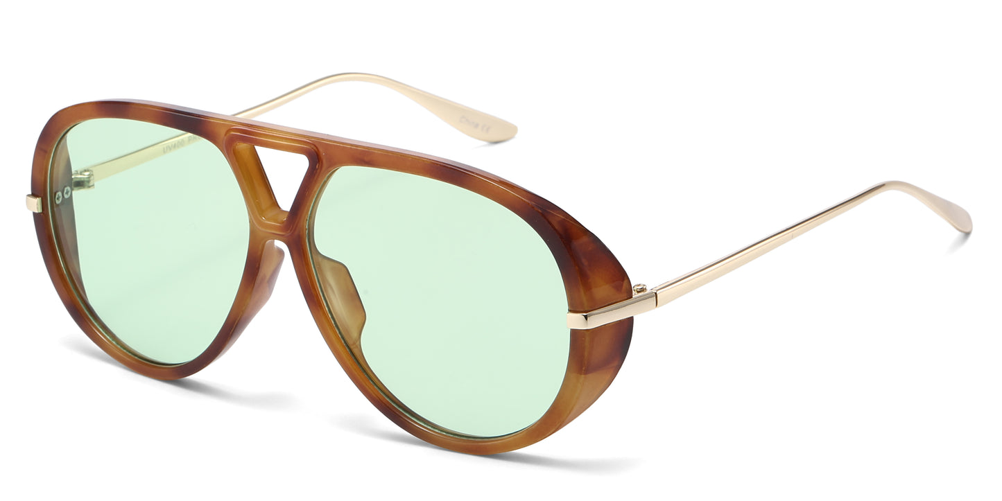 8150 - Oversized Thick Aviator Plastic Sunglasses